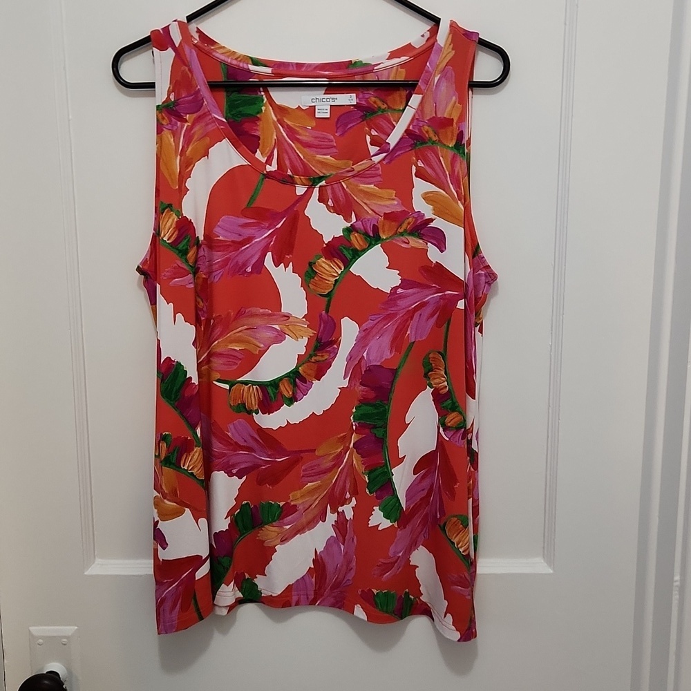 Chico's Women's Multi Color Tropical Tank Top Size 2 (US L)